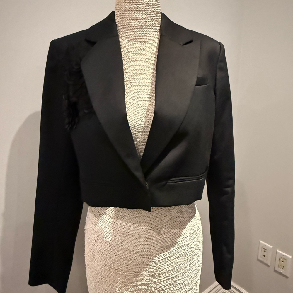 LoveShackFancy Black Cropped Blazer